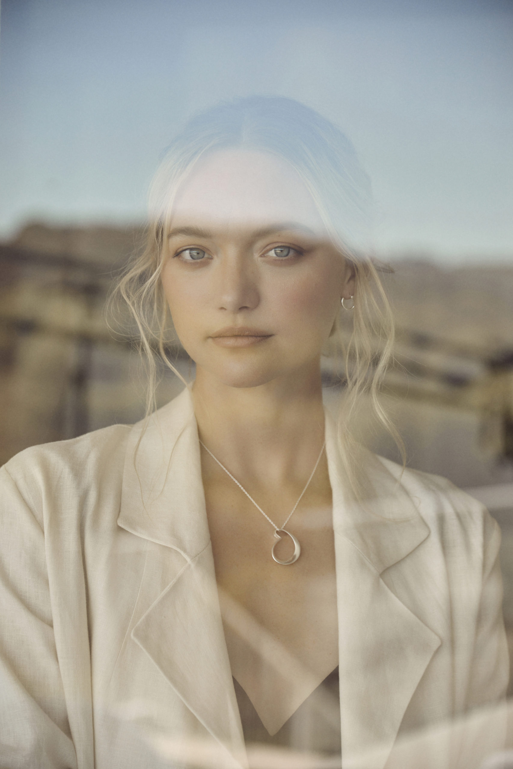 A photo of model Gemma Ward for the 2021 OCRF x Georg Jensen campaign