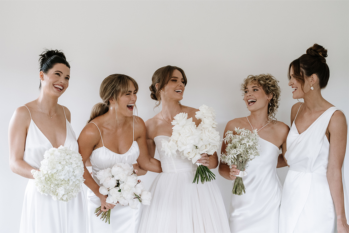 Laura Henshaw at her wedding with her bridesmaids